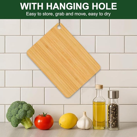Mini Bamboo Cutting Board with Hanging Hole – 5.91 x 7.87 Inch Portable Chopping Board for Fruits, Vegetables & Snacks