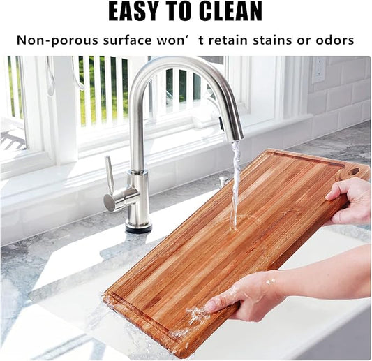Large Wooden Cutting Board with Juice Groove – 18" x 12" Heavy-Duty Chopping Board for Kitchen