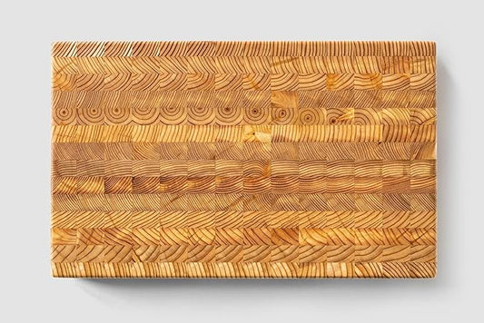 Natural Bamboo Pattern Cutting Board – Artistic End-Grain Chopping Block with Geometric Texture – Large Eco-Friendly Kitchen Board (Approx. 17"x11"x1")